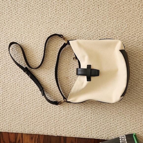 J Crew canvas and black leather bucket bag - Picture 1 of 9